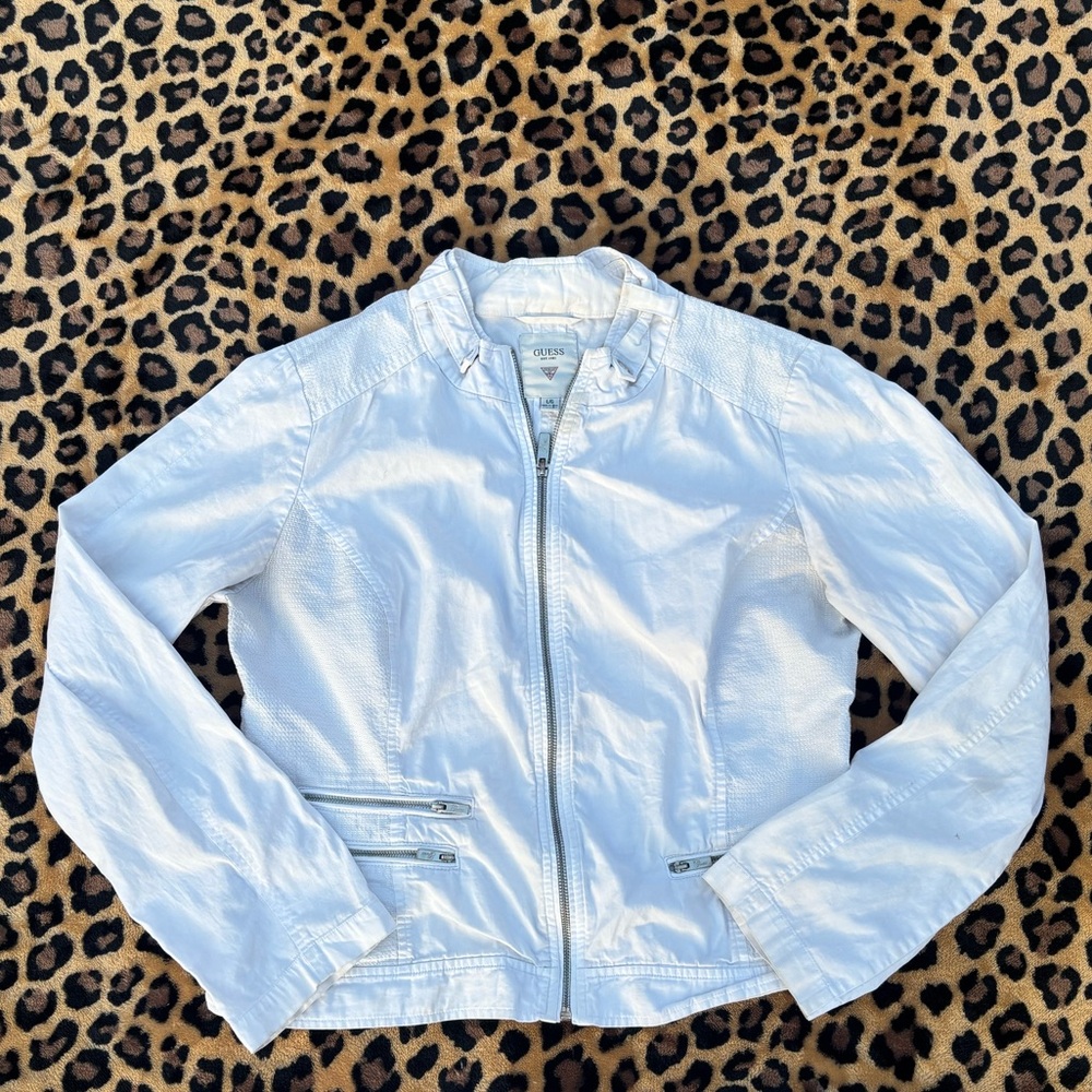 guess white Zip-Up Jacket